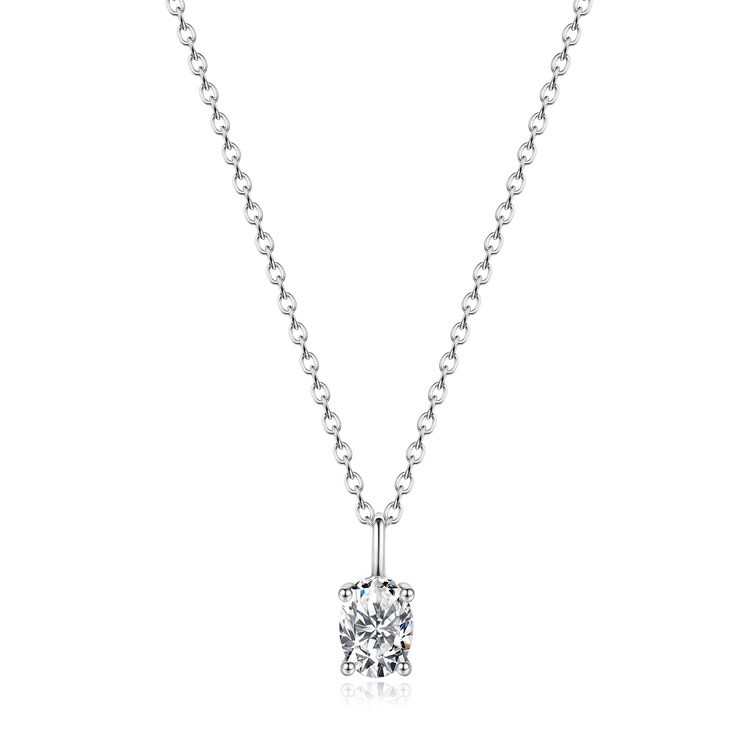 שרשרת כסף לאישה סוליטר דגם אובל | Ice Diamonds – Ice Diamonds IL
